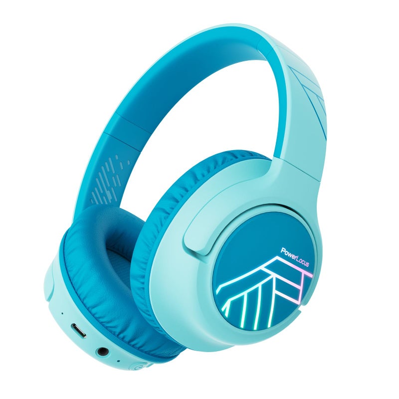 PowerLocus Kids Wireless Headphones, Bluetooth Kids Headphones LED Lights Over Ear with 74/85/94dB Volume Limited, 45H Playtime,Built-in Mic, Two Device Share Mode, HD Stereo for Travel/PC/Tablet - Image 1
